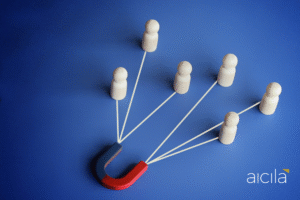 magnet attracts employee candidates dolls hiring staff find best talent human resources concept