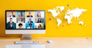 global connection icons white background enhancing virtual meetings